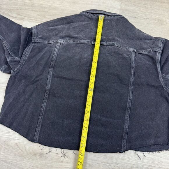 Free People Amelia Cropped Denim Jean Trucker Jacket Womens XS Black Slouchy - Picture 5 of 5